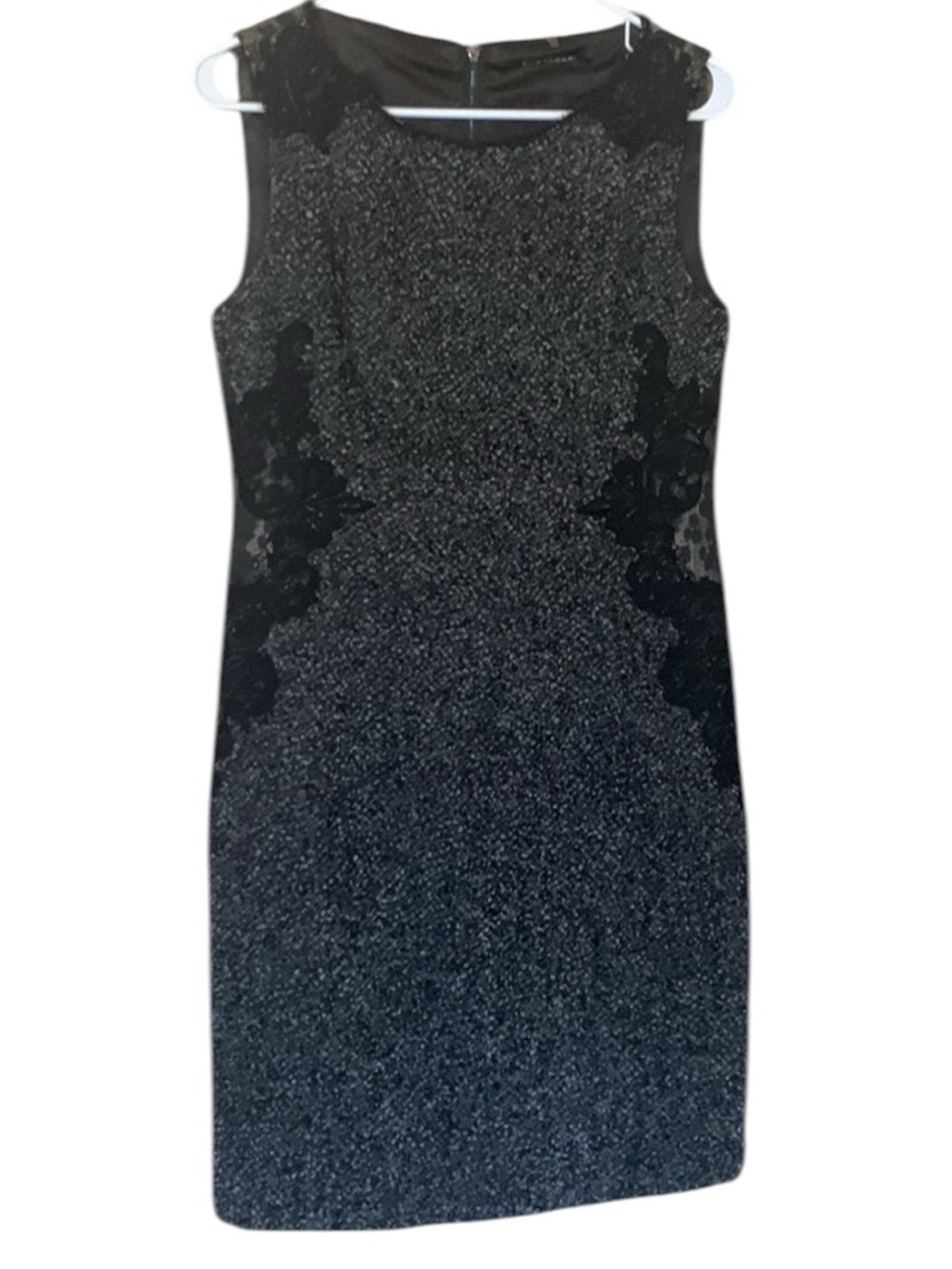 Sleeveless Black & Silver Midi Sheath Dress